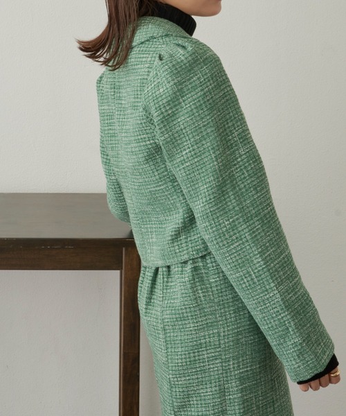 VANNIE U（ヴァニーユー）の「ツイードショートワンジャケット（テーラードジャケット・レディース・グリーン/アイボリー・FREE）」の19枚目の写真