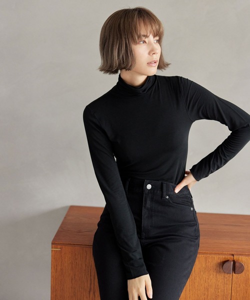 bijorie（ビジュリィ）の「【bijorie】レーヨンベア天タートルネック（Tシャツ/カットソー・レディース・ブラック/アイボリー・MEDIUM/LARGE）」の3枚目の写真