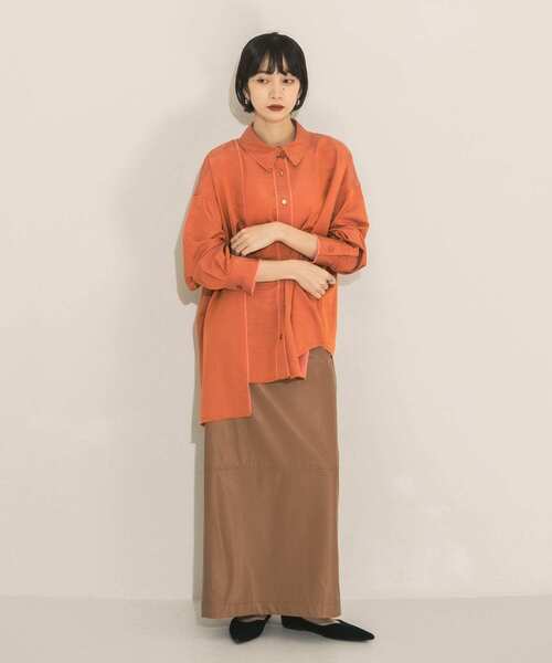 KBF（ケイビーエフ）の「リメイクシャンブレーシャツ（シャツ/ブラウス・レディース・オレンジ/ブラウン/ネイビー・ONE）」の16枚目の写真