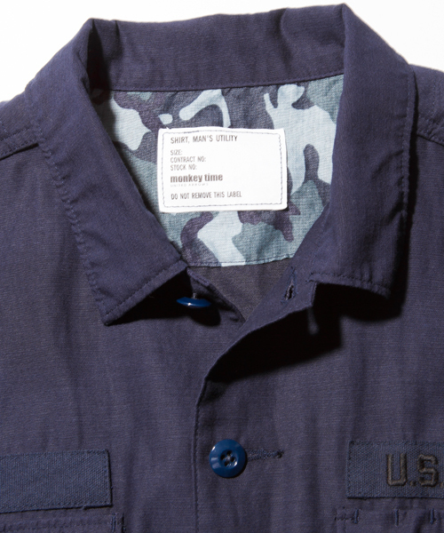 MONKEY TIME（モンキータイム）の「＜monkey time＞ ∴ C/LYCL BACK/TWL UTLTY/シャツ ：◇（シャツ/ブラウス・メンズ・ネイビー/オリーブ・MEDIUM/LARGE/X-LARGE/SMALL）」の7枚目の写真