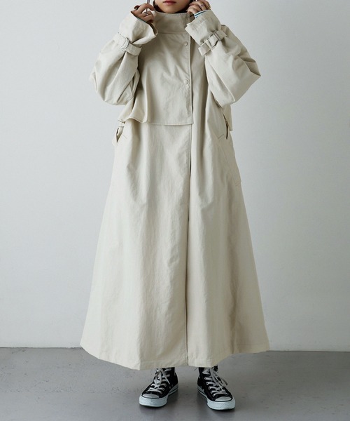 etoll.（エトル）の「スタンドカラーフラップコート（トレンチコート・レディース・アイボリー/ベージュ/ライトカーキ/ブラック/モカ・M）」の5枚目の写真