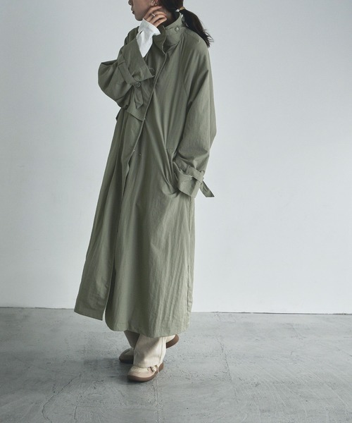 etoll.（エトル）の「スタンドカラーフラップコート（トレンチコート・レディース・アイボリー/ベージュ/ライトカーキ/ブラック/モカ・M）」の10枚目の写真