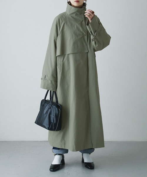 etoll.（エトル）の「スタンドカラーフラップコート（トレンチコート・レディース・アイボリー/ベージュ/ライトカーキ/ブラック/モカ・M）」の12枚目の写真