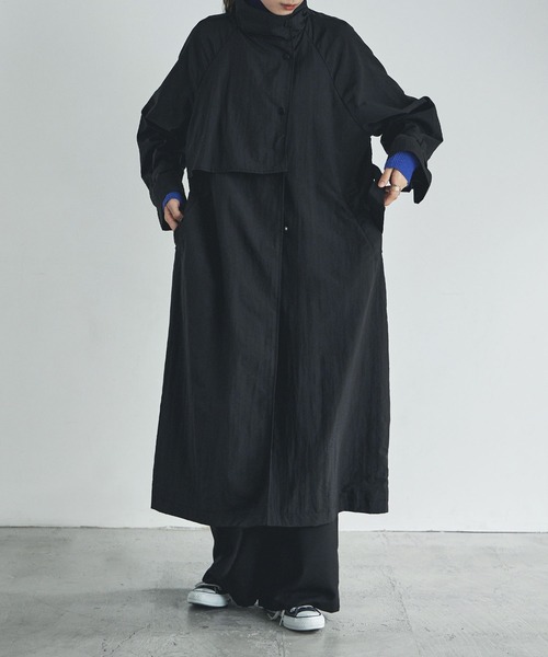 etoll.（エトル）の「スタンドカラーフラップコート（トレンチコート・レディース・アイボリー/ベージュ/ライトカーキ/ブラック/モカ・M）」の14枚目の写真