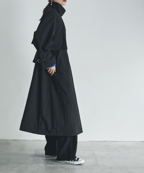 etoll.（エトル）の「スタンドカラーフラップコート（トレンチコート・レディース・アイボリー/ベージュ/ライトカーキ/ブラック/モカ・M）」の15枚目の写真