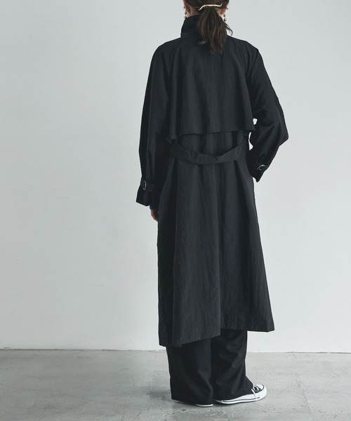 etoll.（エトル）の「スタンドカラーフラップコート（トレンチコート・レディース・アイボリー/ベージュ/ライトカーキ/ブラック/モカ・M）」の16枚目の写真