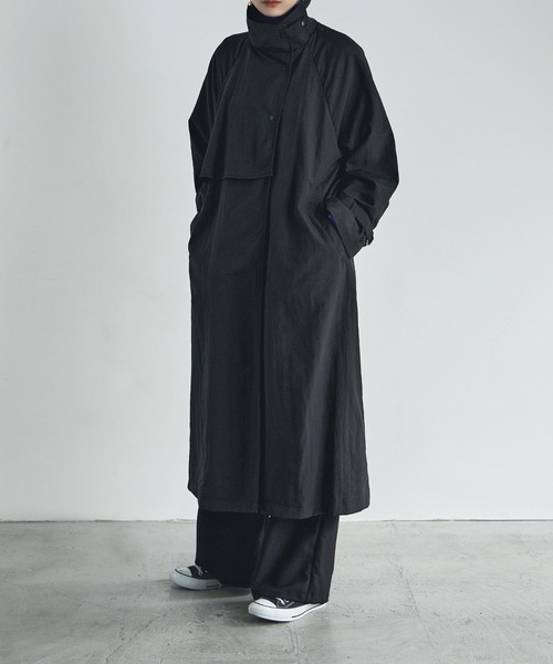 etoll.（エトル）の「スタンドカラーフラップコート（トレンチコート・レディース・アイボリー/ベージュ/ライトカーキ/ブラック/モカ・M）」の17枚目の写真