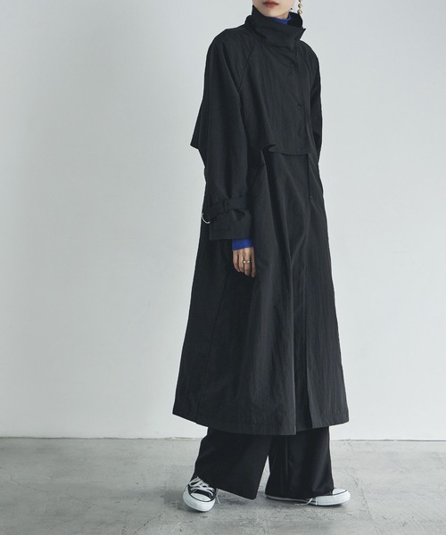 etoll.（エトル）の「スタンドカラーフラップコート（トレンチコート・レディース・アイボリー/ベージュ/ライトカーキ/ブラック/モカ・M）」の19枚目の写真