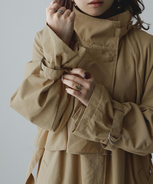 etoll.（エトル）の「スタンドカラーフラップコート（トレンチコート・レディース・アイボリー/ベージュ/ライトカーキ/ブラック/モカ・M）」の20枚目の写真