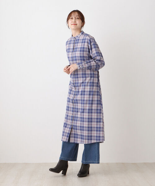 新品　アフタヌーンティーリビング　タータンチェックワンピース　青　Mサイズ 新品 アフタヌーンティーリビング タータンチェックワンピース