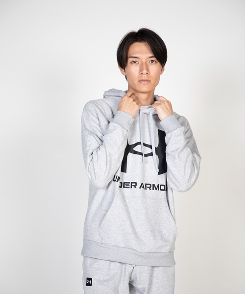 UNDER ARMOUR（アンダーアーマー）の「UAライバルフリース フーディー 〈ビッグロゴ〉（トレーニング/メンズ）（スウェット・メンズ・グレー/ダークグレー/ブラック・M/L/3XL/S/XL/XXL）」の7枚目の写真