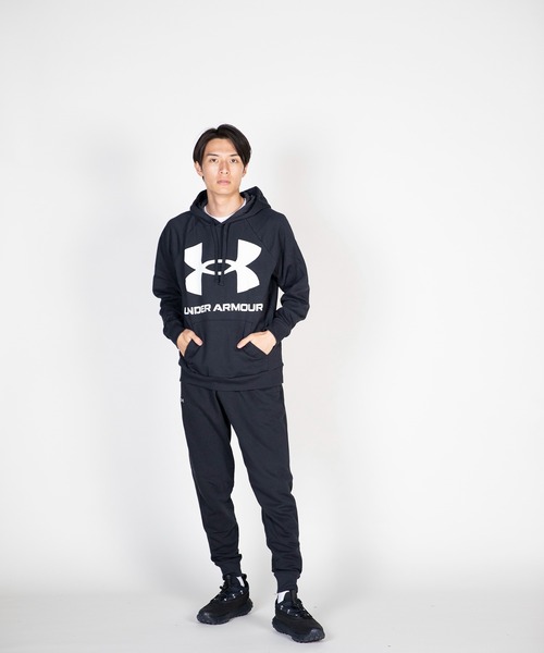 UNDER ARMOUR（アンダーアーマー）の「UAライバルフリース フーディー 〈ビッグロゴ〉（トレーニング/メンズ）（スウェット・メンズ・グレー/ダークグレー/ブラック・M/L/3XL/S/XL/XXL）」の5枚目の写真