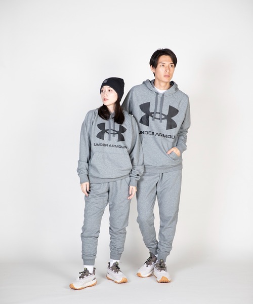 UNDER ARMOUR（アンダーアーマー）の「UAライバルフリース フーディー 〈ビッグロゴ〉（トレーニング/メンズ）（スウェット・メンズ・グレー/ダークグレー/ブラック・M/L/3XL/S/XL/XXL）」の8枚目の写真