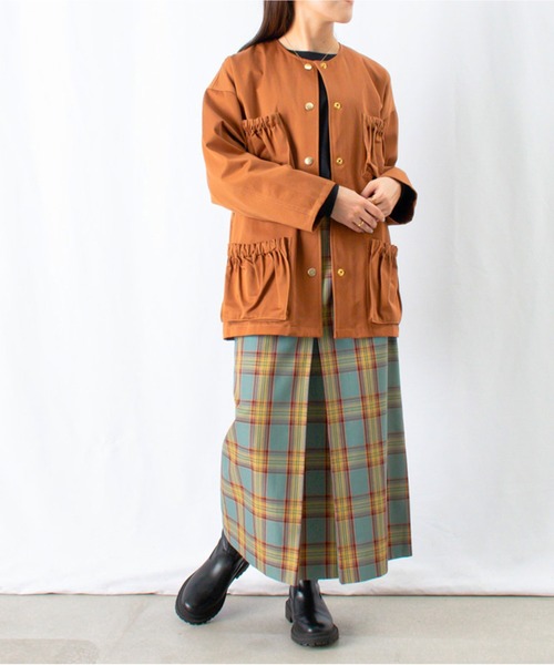 LUCA/LADY LUCK LUCA（ルカ/レディラックルカ）の「LC/LLL ノーカラーポケットギャザーカーゴジャケット（ミリタリージャケット・レディース・カーキ/ネイビー/キャメル・FREE）」の20枚目の写真