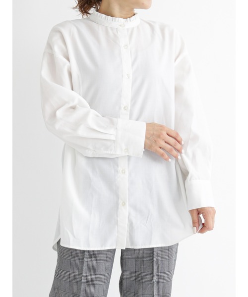 Samansa Mos2 blue（サマンサモスモスブルー）の「衿フリルブラウス（シャツ/ブラウス・レディース・グリーン/ブラック/オフホワイト・ﾌﾘ-）」の2枚目の写真