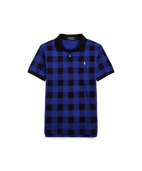 バッファロー チェック コットン メッシュ ポロシャツ