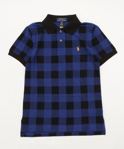 バッファロー チェック コットン メッシュ ポロシャツ
