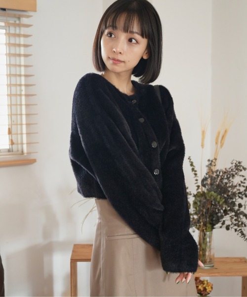 FREE'S MART（フリーズマート）の「◇前後2Wayショートシャギーショート丈ニット（ニット/セーター・レディース・ホワイト/ブラック/イエロー/ピンク・FREE）」の7枚目の写真