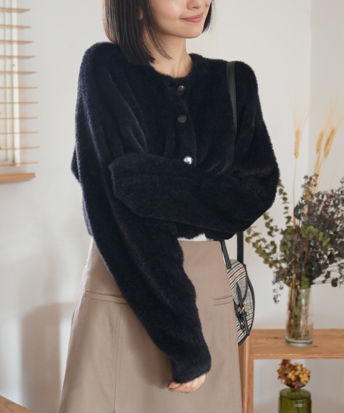 FREE'S MART（フリーズマート）の「◇前後2Wayショートシャギーショート丈ニット（ニット/セーター・レディース・ホワイト/ブラック/イエロー/ピンク・FREE）」の8枚目の写真