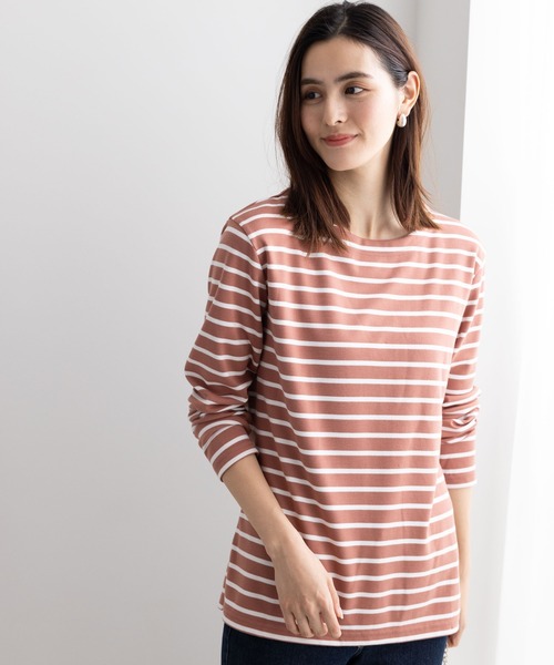 BELLUNA PLUS(ベルーナ)の「ポンチ素材ボーダープルオーバー(Tシャツ/カットソー・レディース・ホワイト×ネイビー/イエロー×グレー/ホワイト×ブルー/ホワイト×ピンク・LARGE/X-LARGE/MEDIUM)」の4枚目の写真