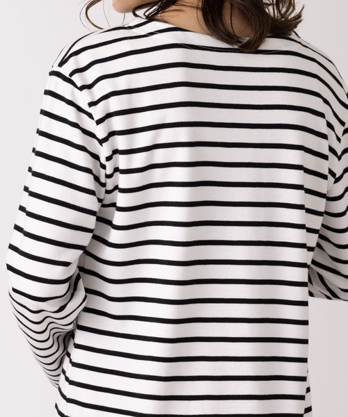 BELLUNA PLUS(ベルーナ)の「ポンチ素材ボーダープルオーバー(Tシャツ/カットソー・レディース・ホワイト×ネイビー/イエロー×グレー/ホワイト×ブルー/ホワイト×ピンク・LARGE/X-LARGE/MEDIUM)」の17枚目の写真