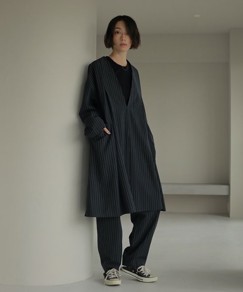 ETRE TOKYO（エトレトウキョウ）の「ストライプテーパードパンツ 