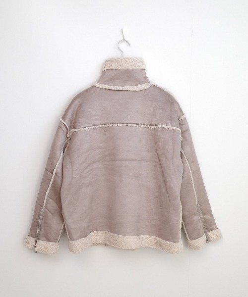 shopnikoniko(ショップニコニコ)の「フェイクムートン ライダースジャケット(ムートンコート・レディース・ブラック/アイボリー/ベージュ・フリー)」の15枚目の写真