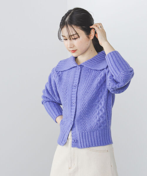 BEAMS HEART(ビームスハート)の「BEAMS HEART / 衿付き タテ柄 カーディガン(カーディガン/ボレロ・レディース・ホワイト系その他5/ブラック系その他4/パープル・FREE)」の14枚目の写真