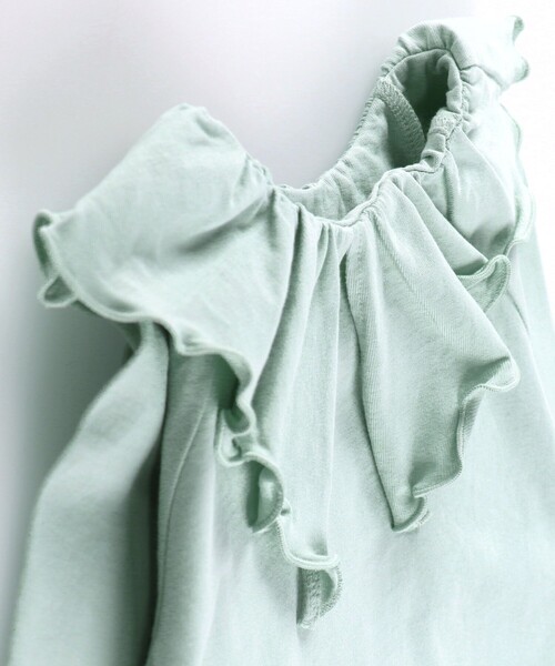 BRANSHES（ブランシェス）の「【綿100％ / 前後着れる2way】襟フリル長袖Tシャツ ロンT（Tシャツ/カットソー・キッズ・オレンジ/ブラック/オフホワイト/その他/ブルーグレー・110/120/90/100/130/140/150）」の17枚目の写真