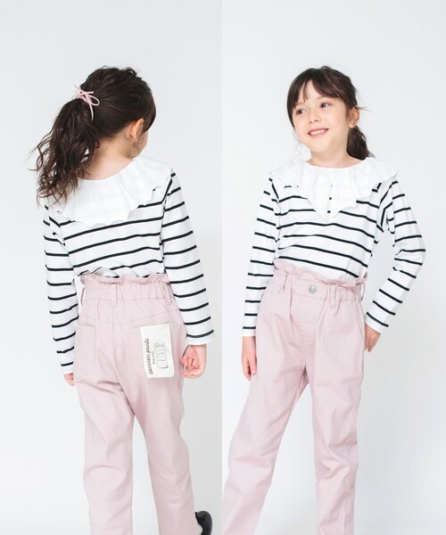 BRANSHES（ブランシェス）の「【綿100％ / 前後着れる2way】襟フリル長袖Tシャツ ロンT（Tシャツ/カットソー・キッズ・オレンジ/ブラック/オフホワイト/その他/ブルーグレー・110/120/90/100/130/140/150）」の21枚目の写真