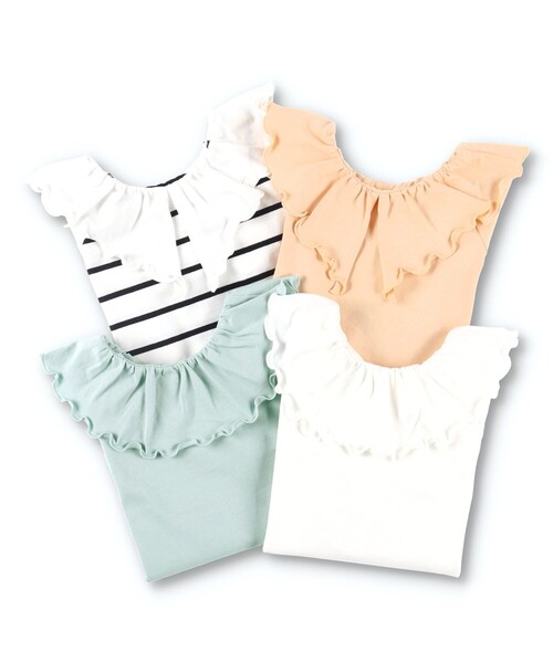 BRANSHES（ブランシェス）の「【綿100％ / 前後着れる2way】襟フリル長袖Tシャツ ロンT（Tシャツ/カットソー・キッズ・オレンジ/ブラック/オフホワイト/その他/ブルーグレー・110/120/90/100/130/140/150）」の15枚目の写真