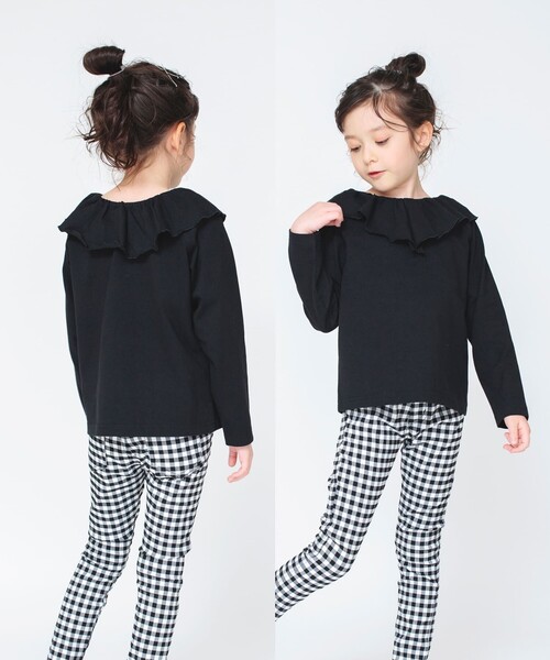BRANSHES（ブランシェス）の「【綿100％ / 前後着れる2way】襟フリル長袖Tシャツ ロンT（Tシャツ/カットソー・キッズ・オレンジ/ブラック/オフホワイト/その他/ブルーグレー・110/120/90/100/130/140/150）」の20枚目の写真