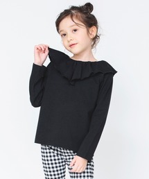 BRANSHES | 【綿100％ / 前後着れる2way】襟フリル長袖Tシャツ ロンT(Tシャツ/カットソー)
