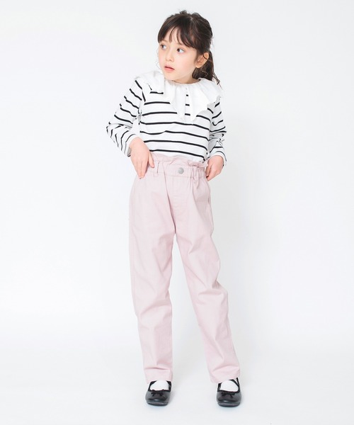 BRANSHES（ブランシェス）の「【綿100％ / 前後着れる2way】襟フリル長袖Tシャツ ロンT（Tシャツ/カットソー・キッズ・オレンジ/ブラック/オフホワイト/その他/ブルーグレー・110/120/90/100/130/140/150）」の7枚目の写真