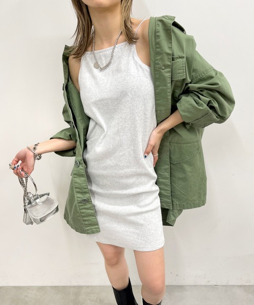 WHO'S WHO gallery（フーズフーギャラリー）の「リブナローミニキャミワンピース（ワンピース・レディース・ブラック/オフホワイト/ライトグレー/レッド・FREE）」の3枚目の写真