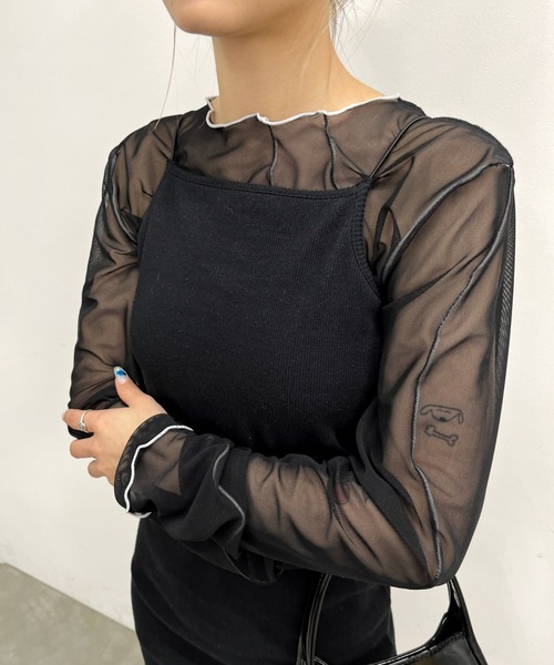 WHO'S WHO gallery（フーズフーギャラリー）の「リブナローミニキャミワンピース（ワンピース・レディース・ブラック/オフホワイト/ライトグレー/レッド・FREE）」の6枚目の写真