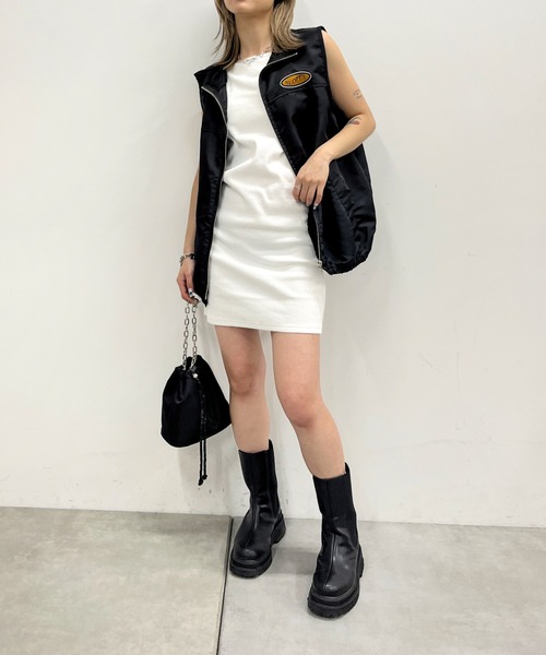 WHO'S WHO gallery（フーズフーギャラリー）の「リブナローミニキャミワンピース（ワンピース・レディース・ブラック/オフホワイト/ライトグレー/レッド・FREE）」の5枚目の写真