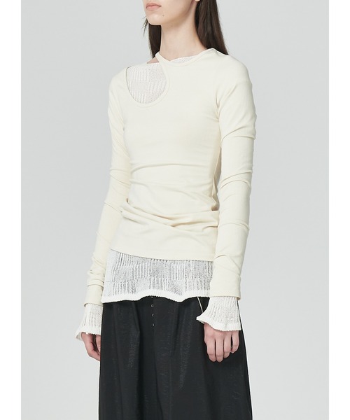 LOW CLASSIC(ロウ クラシック)の「CURVE HOLE T-SHIRT(Tシャツ/カットソー・レディース・アイボリー・S/M)」の3枚目の写真