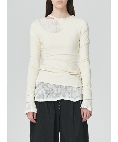 LOW CLASSIC(ロウ クラシック)の「CURVE HOLE T-SHIRT(Tシャツ/カットソー・レディース・アイボリー・S/M)」の4枚目の写真