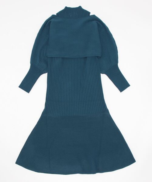 AZUL by moussy（アズールバイマウジー）の「LAYERED KNIT SET MERMAID OP/レイヤードニットセットマーメイドワンピース（ワンピース・レディース・ダークブルー/グレイッシュベージュ/ブラック・SMALL/MEDIUM）」の5枚目の写真