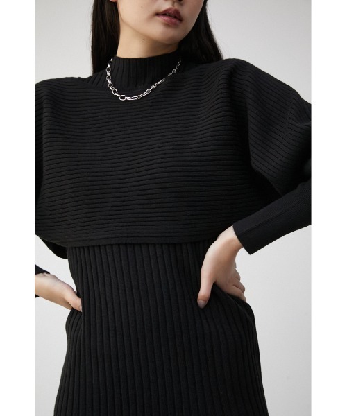 AZUL by moussy（アズールバイマウジー）の「LAYERED KNIT SET MERMAID OP/レイヤードニットセットマーメイドワンピース（ワンピース・レディース・ダークブルー/グレイッシュベージュ/ブラック・SMALL/MEDIUM）」の8枚目の写真