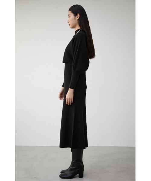 AZUL by moussy（アズールバイマウジー）の「LAYERED KNIT SET MERMAID OP/レイヤードニットセットマーメイドワンピース（ワンピース・レディース・ダークブルー/グレイッシュベージュ/ブラック・SMALL/MEDIUM）」の10枚目の写真