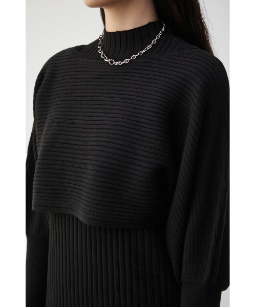 AZUL by moussy（アズールバイマウジー）の「LAYERED KNIT SET MERMAID OP/レイヤードニットセットマーメイドワンピース（ワンピース・レディース・ダークブルー/グレイッシュベージュ/ブラック・SMALL/MEDIUM）」の12枚目の写真