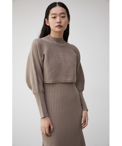 AZUL by moussy（アズールバイマウジー）の「LAYERED KNIT SET MERMAID OP/レイヤードニットセットマーメイドワンピース（ワンピース・レディース・ダークブルー/グレイッシュベージュ/ブラック・SMALL/MEDIUM）」の17枚目の写真