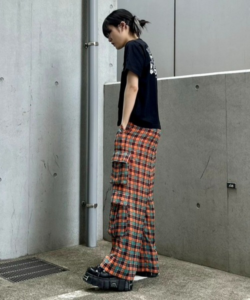 Candy Stripper(キャンディストリッパー)の「CHECK CHIFFON パンツ(その他パンツ・レディース・ブルー/イエロー/オレンジ・2)」の9枚目の写真