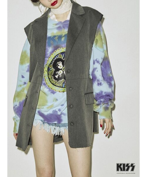 jouetie（ジュエティ）の「KISS ダメージプルオーバー【コラボ】（スウェット・レディース・ブラック/レッド/その他1・MEDIUM）」の13枚目の写真