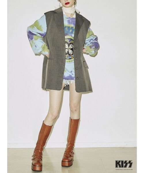 jouetie（ジュエティ）の「KISS ダメージプルオーバー【コラボ】（スウェット・レディース・ブラック/レッド/その他1・MEDIUM）」の14枚目の写真