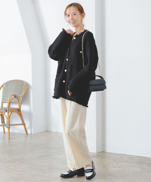 美品☆ Ｂ.MING by BEAMS ツイードニットジャケット 黒 金ボタン B:MING by BEAMS（ビーミングバイビームス）の「B:MING by BEAMS