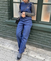 one after another NICE CLAUP | 【スタッフ考案】ハイネックトップス＋デニムサロペット(サロペット/オーバーオール)