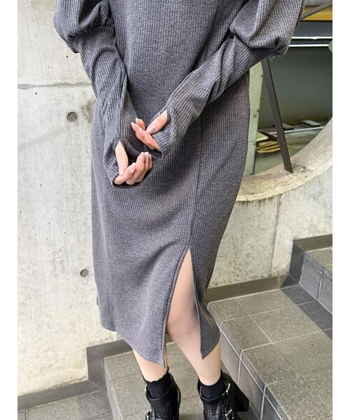 EATME(イートミー)の「カシュクールリブタイトワンピース(ワンピース・レディース・ベージュ/グレー/ブラック・FREE)」の10枚目の写真